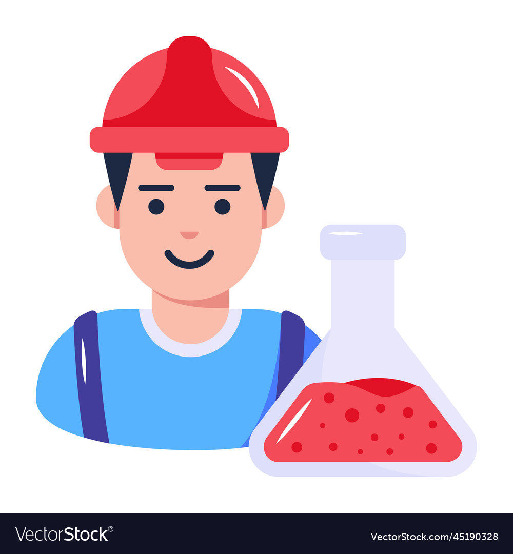 A flat icon of chemical engineer Royalty Free Vector Image