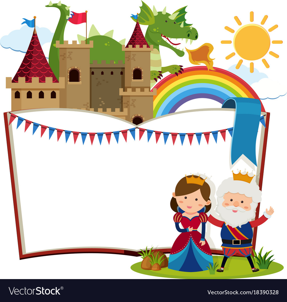 Border template with king and queen at the palace Vector Image