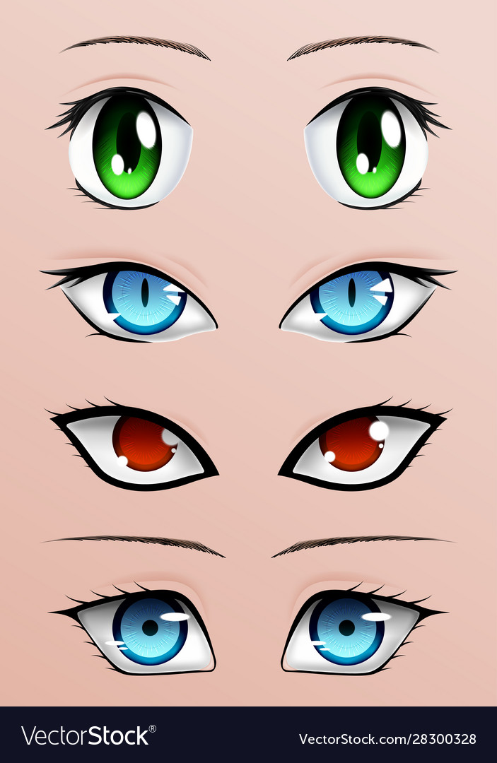 Collection eyes and eyebrows different shape Vector Image