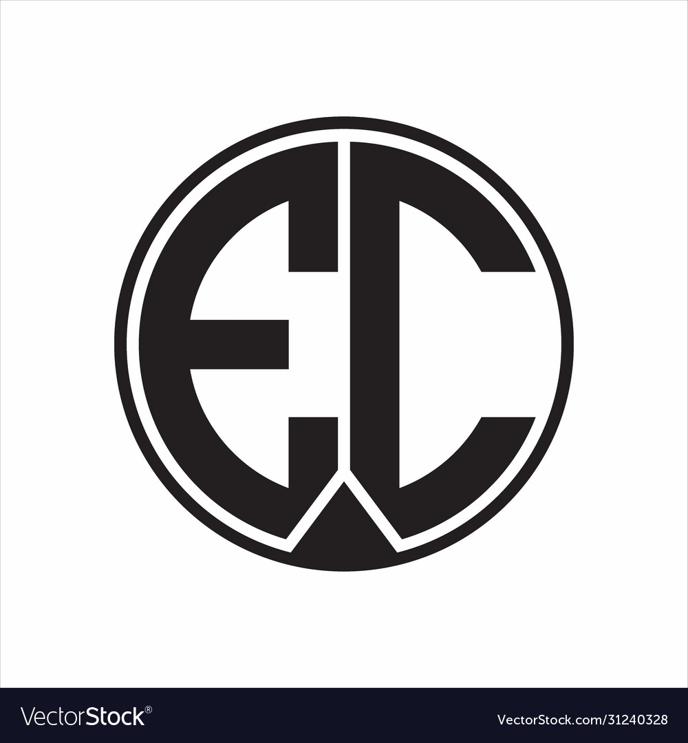 Ec logo monogram circle with piece ribbon style Vector Image