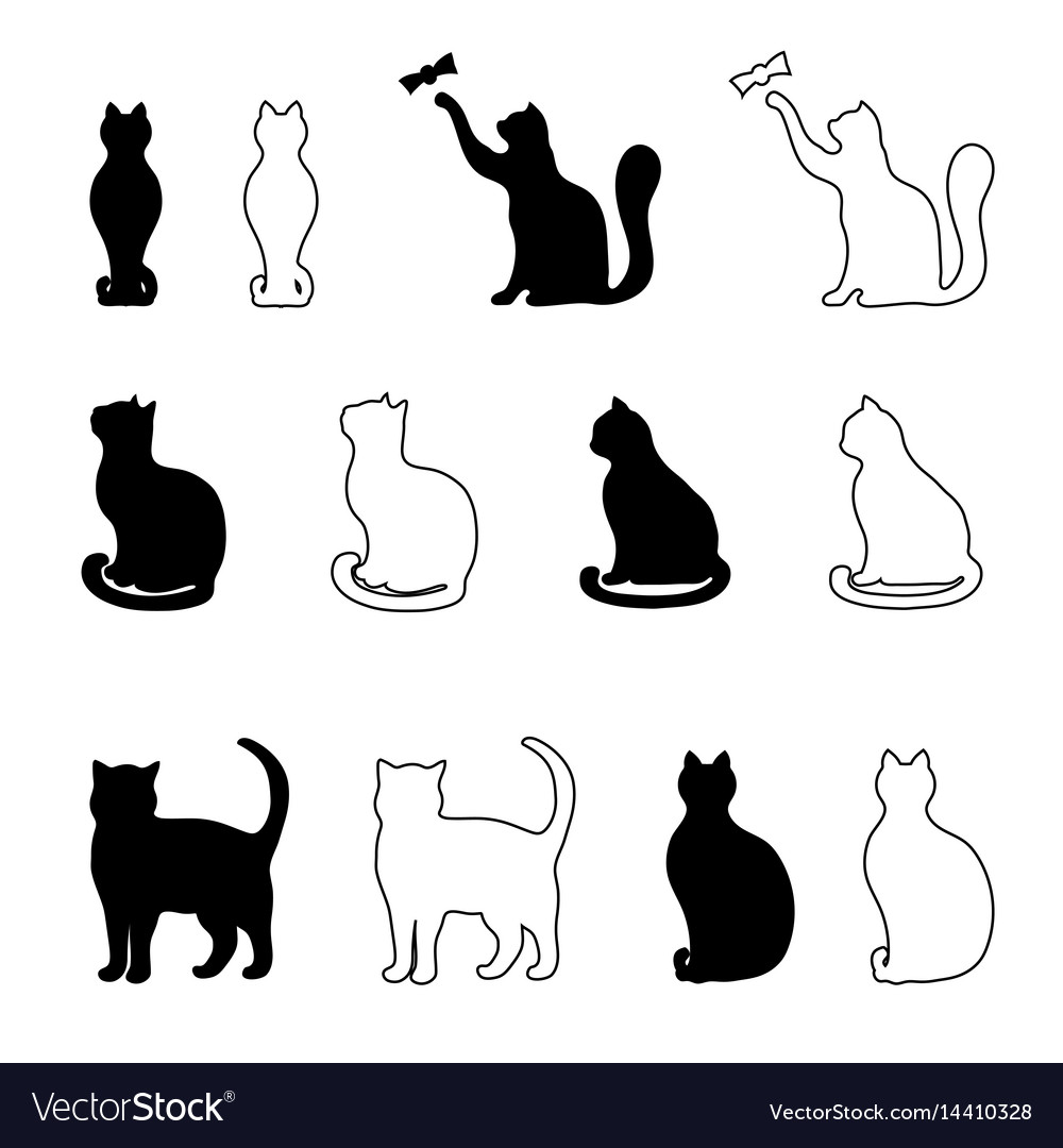 Silhouette of two cats Royalty Free Vector Image