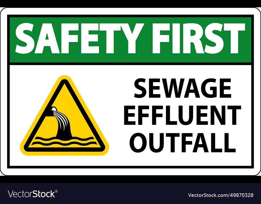 Water safety first sign - sewage effluent outfall Vector Image