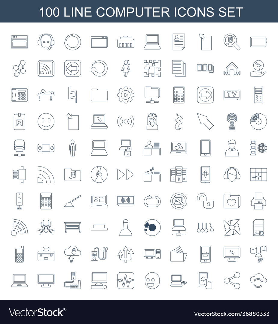 100 computer icons Royalty Free Vector Image - VectorStock