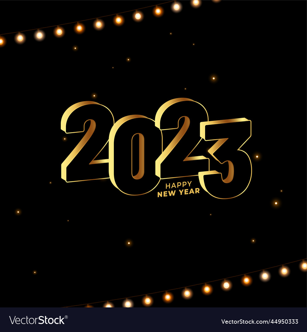 Happy new year black background with 2023 text Vector Image