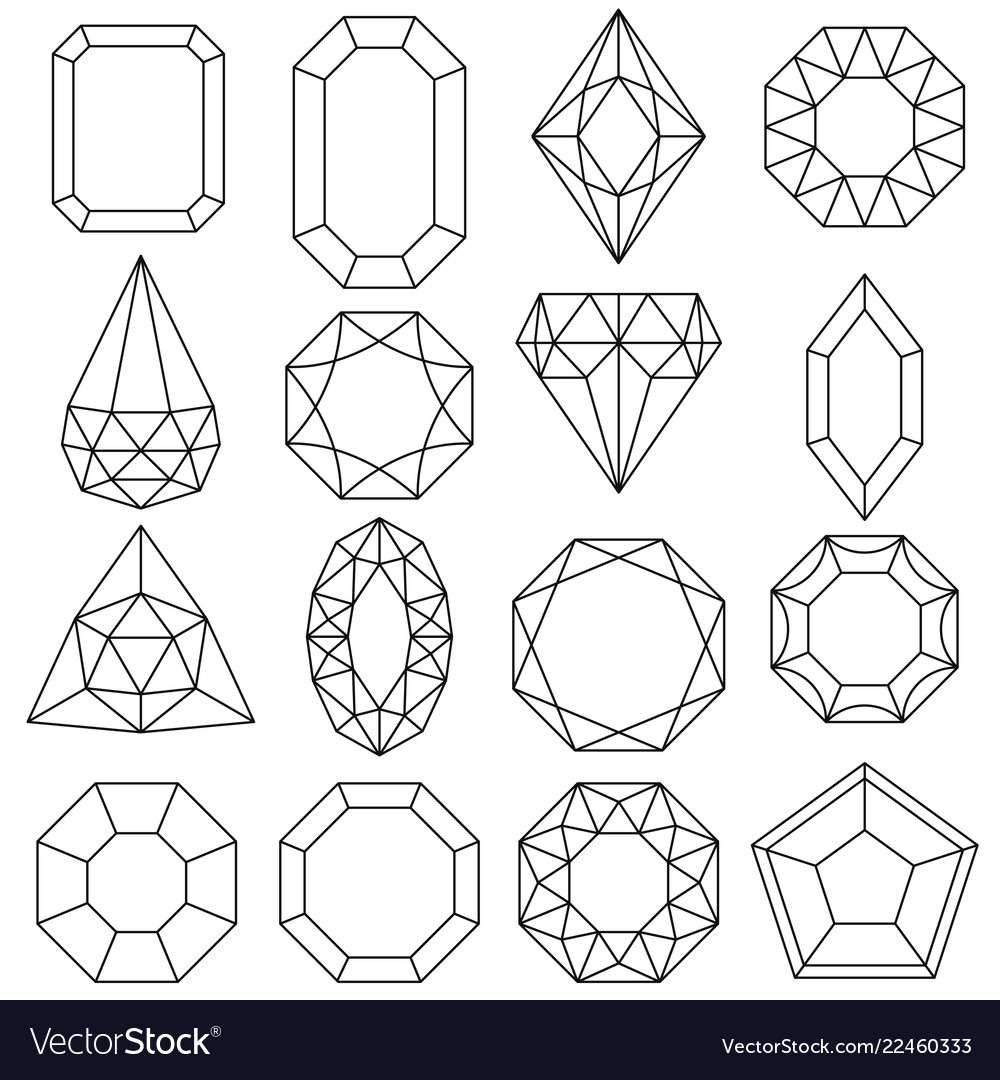 Jewels set gems and diamonds outline design Vector Image