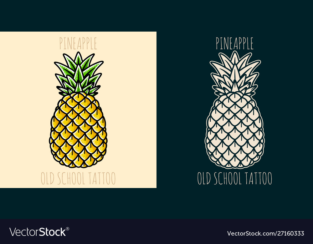 Pineapple hand drawing old school tattoo Vector Image