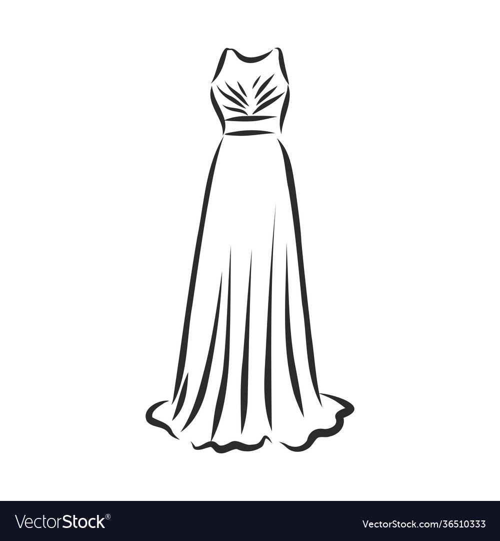 Womens dresses hand drawn black outline drawing Vector Image