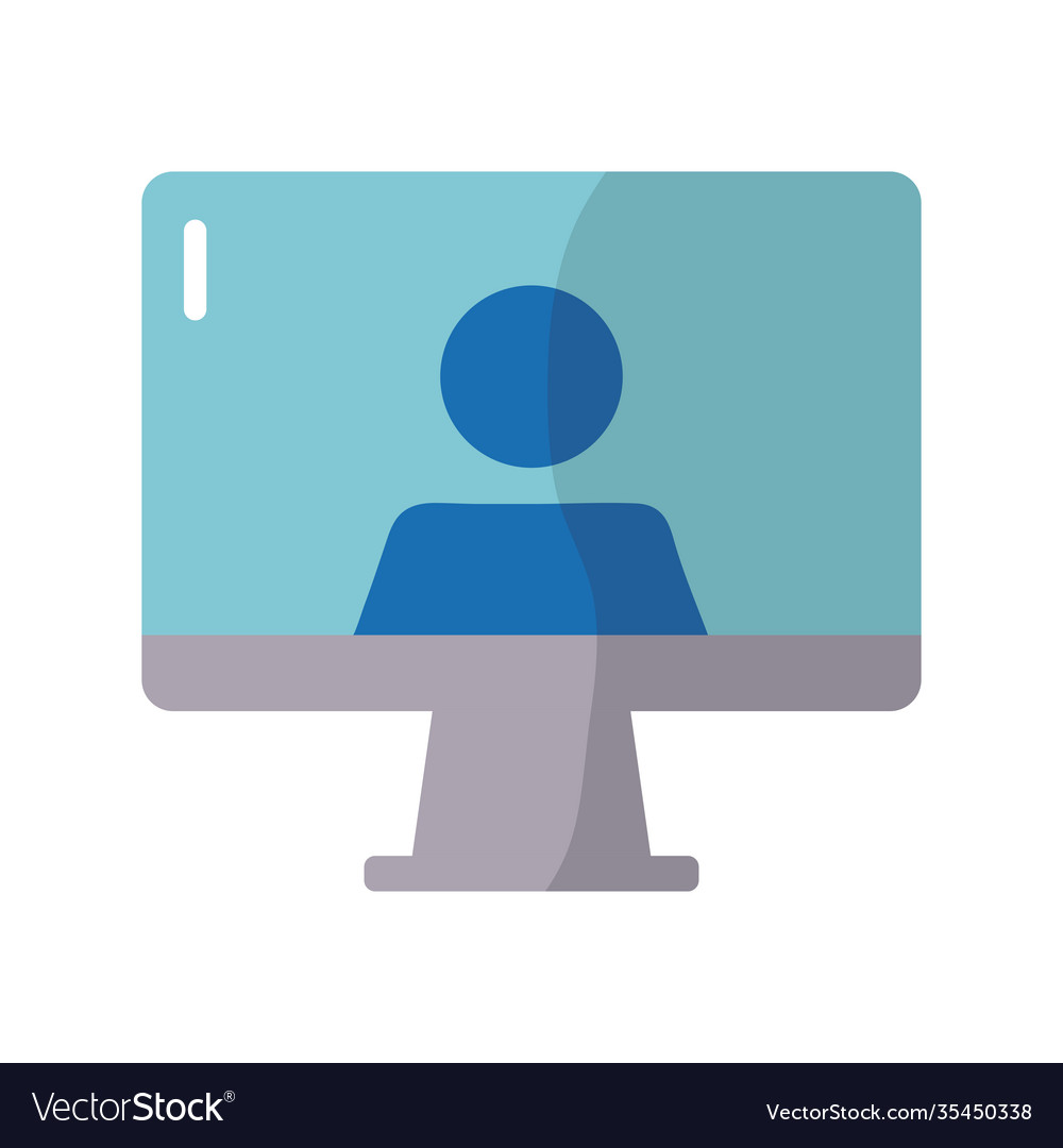 Desktop computer device with user avatar Vector Image
