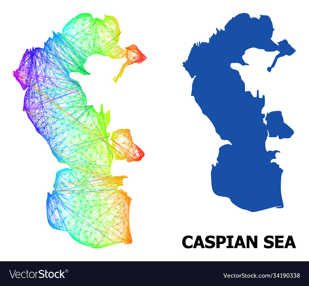 Hatched map caspian sea with rainbow colored