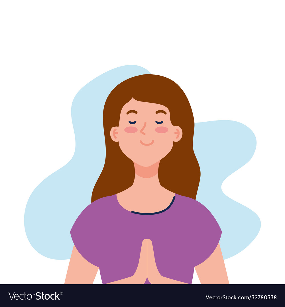 Meditating woman on white background Royalty Free Vector