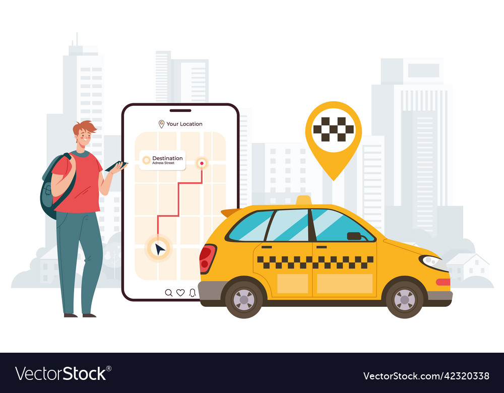 Online internet taxi service mobile app concept Vector Image