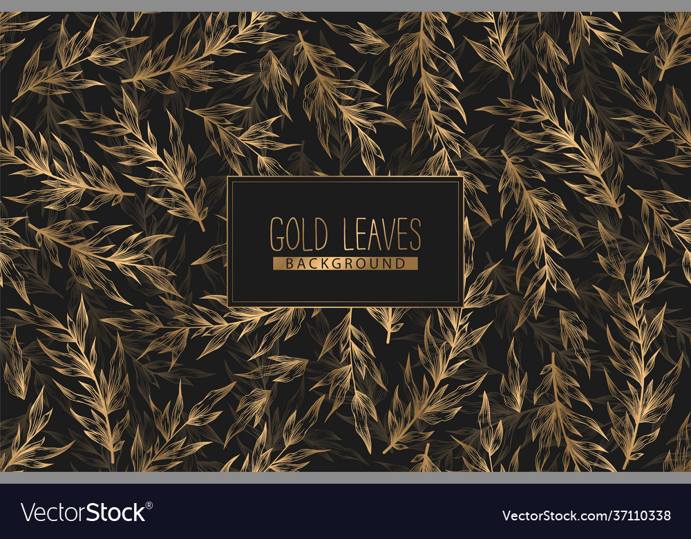 Seamless pattern with hand drawn gold branches