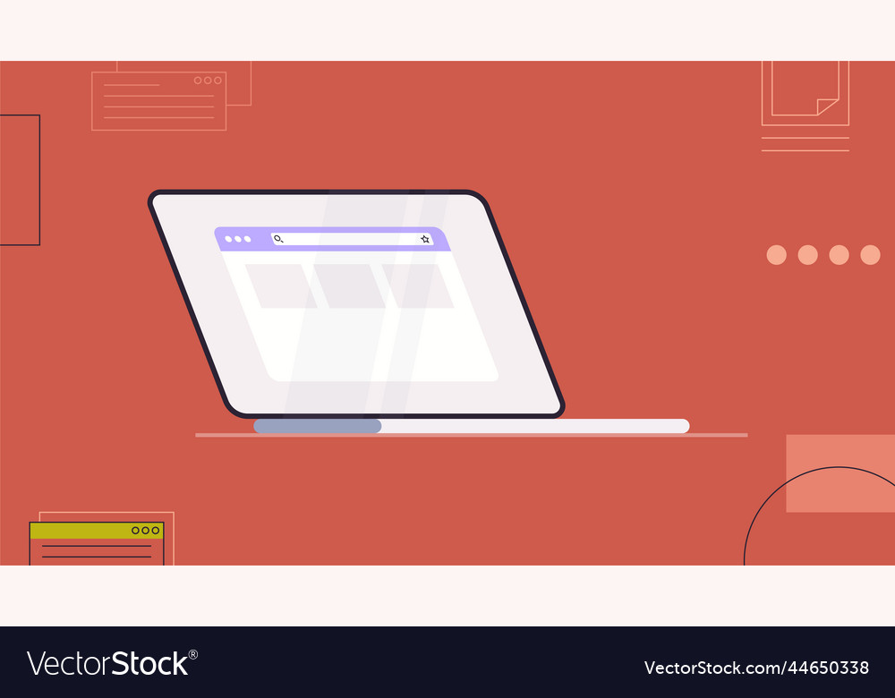 Work screen on laptop and abstract objects Vector Image