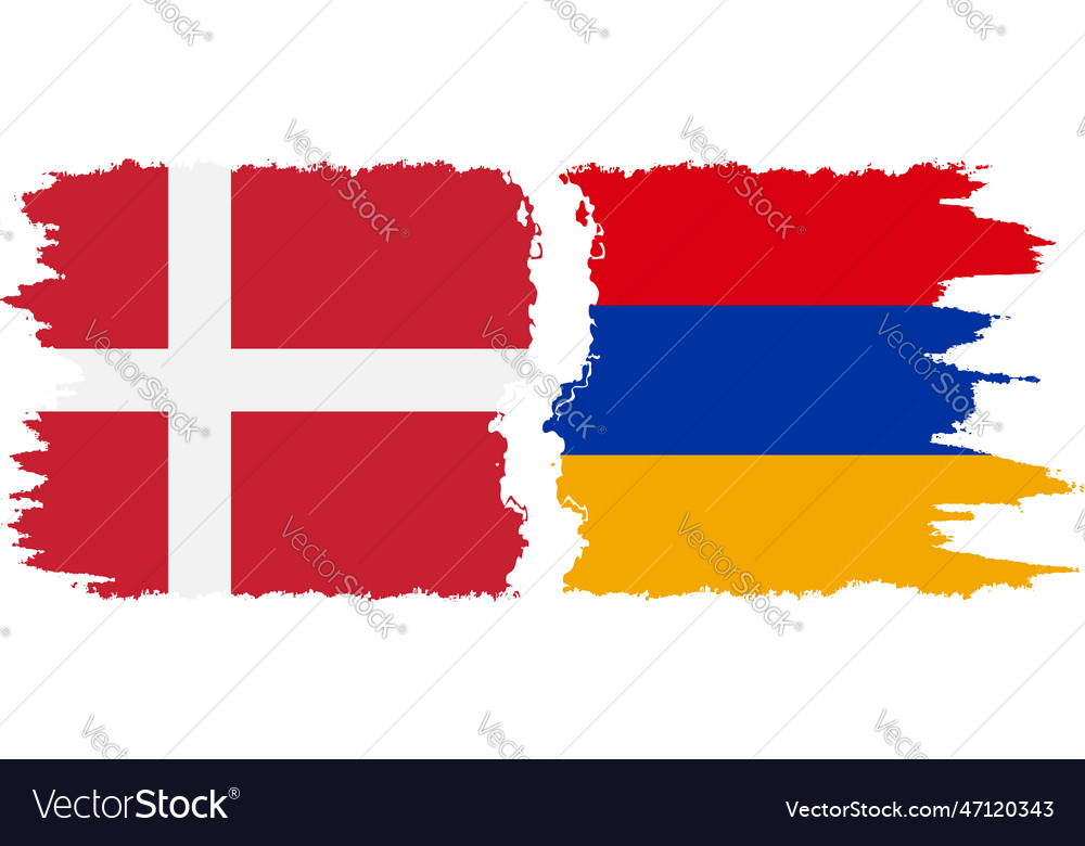 Armenia and denmark grunge flags connection Vector Image