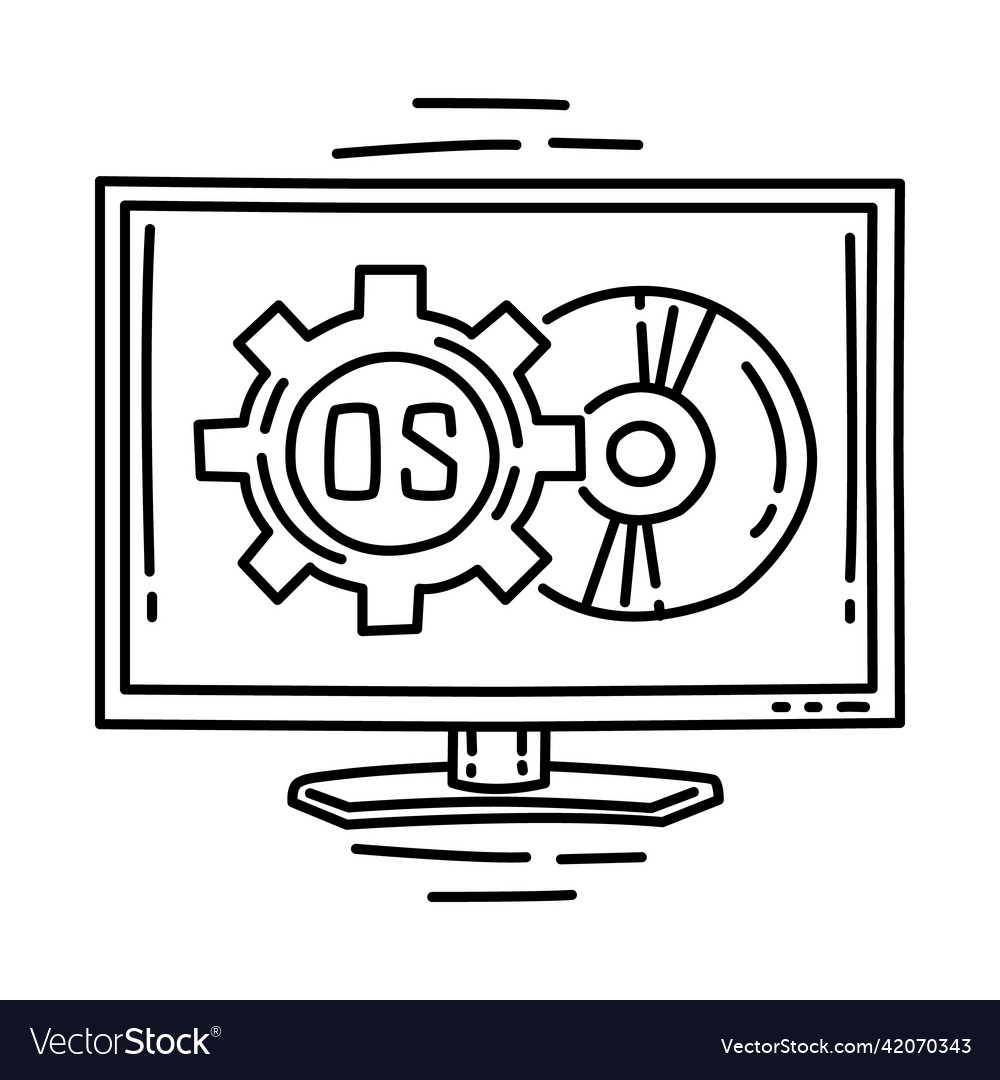 Operating system computer icon doodle hand drawn Vector Image