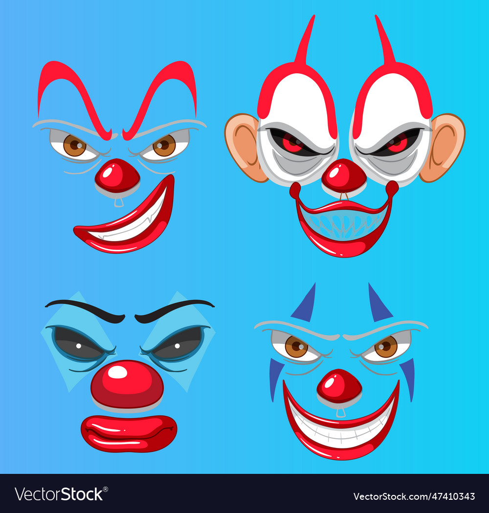 Set of clown facial expression Royalty Free Vector Image