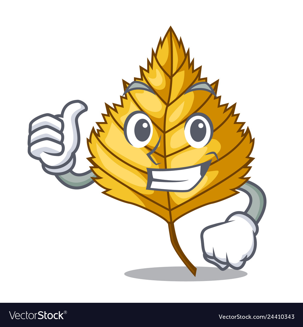 Thumbs up birch leaf isolated in the character Vector Image