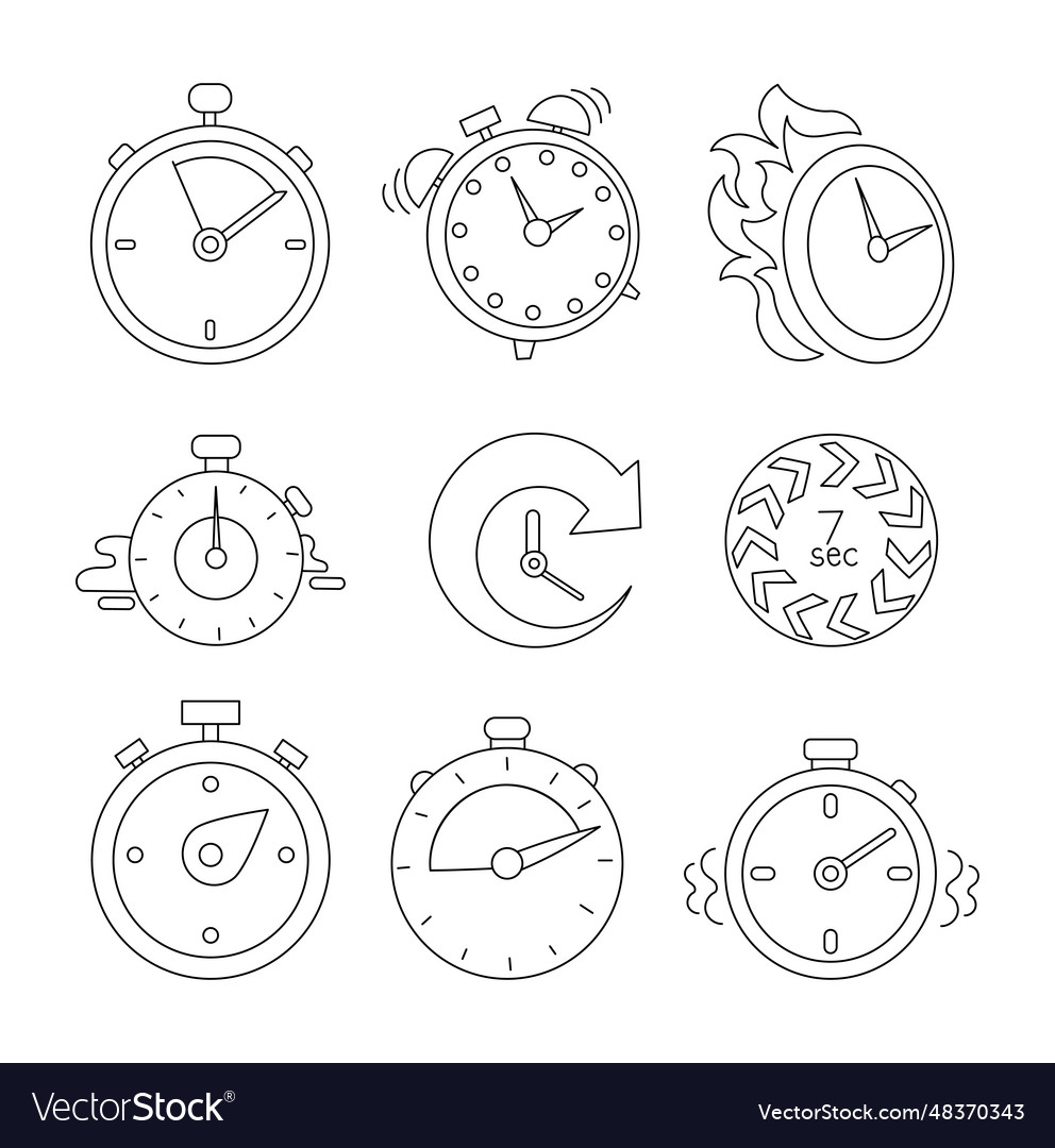 Timer time countdown coloring page stopwatch Vector Image