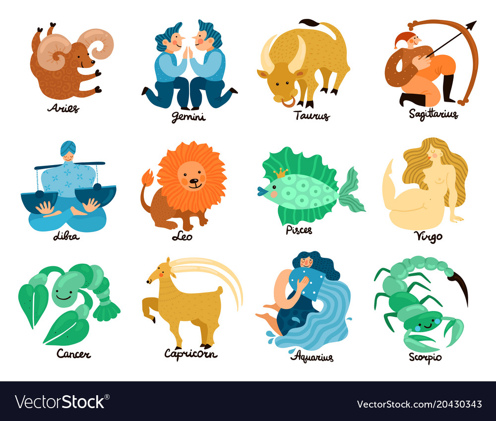 Zodiac Signs Set Royalty Free Vector Image Vectorstock 5201