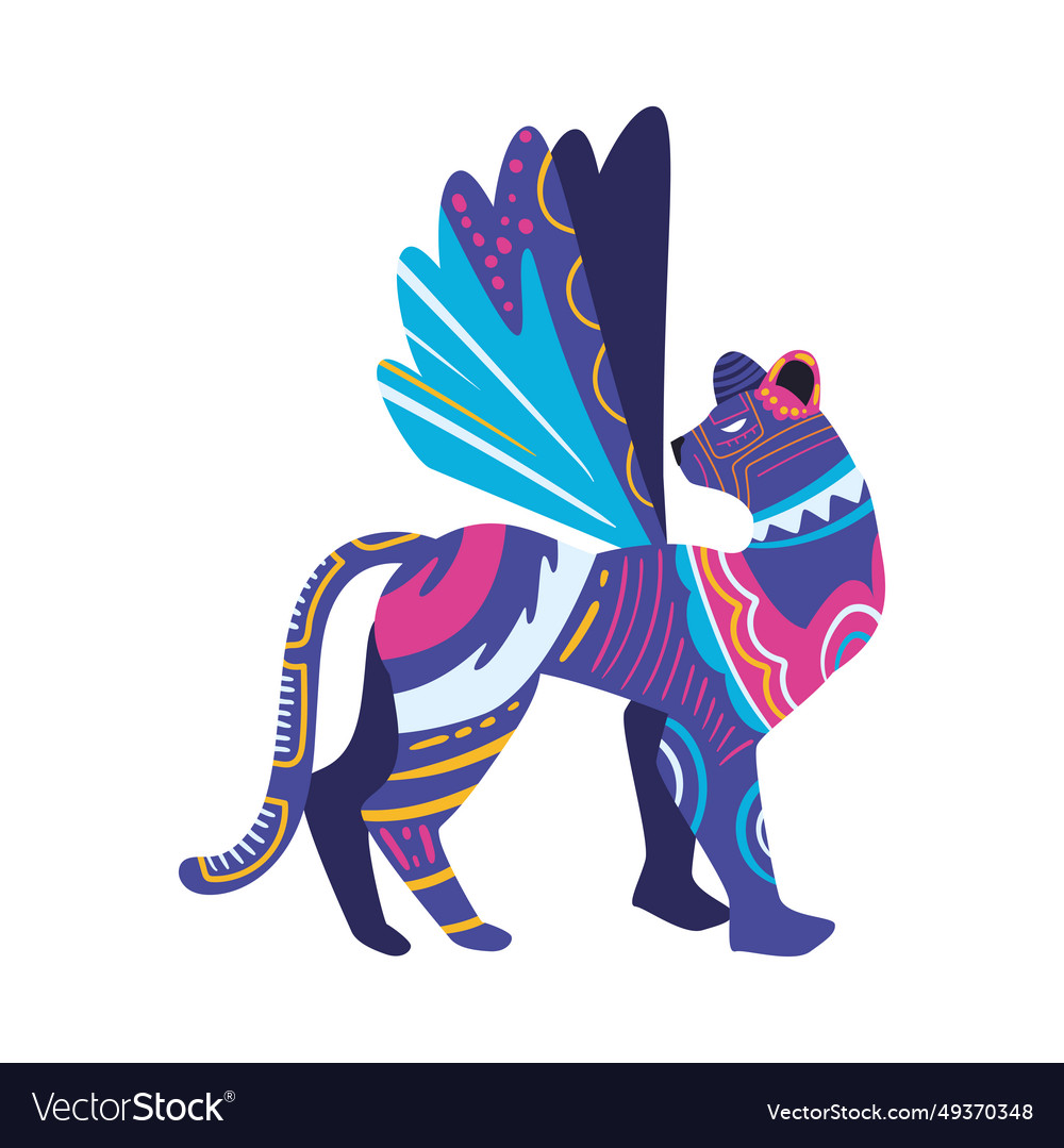 Alebrije mexico cat Royalty Free Vector Image - VectorStock