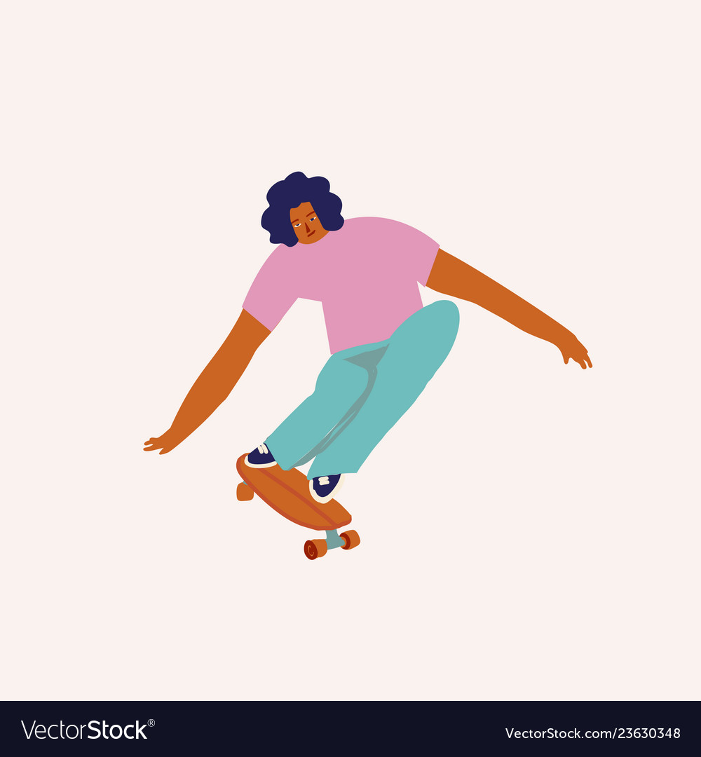 Boy skateboarder ride a skate Royalty Free Vector Image