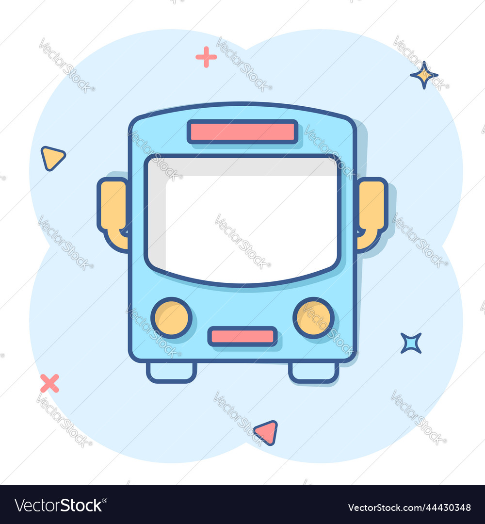 Bus icon in comic style coach car cartoon Vector Image Bus icon in comic style coach car cartoon Vector Image