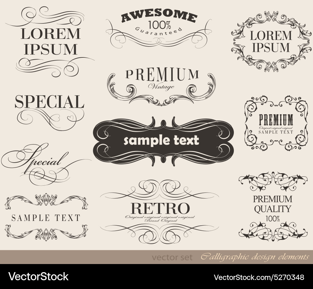 Calligraphic design elements Royalty Free Vector Image