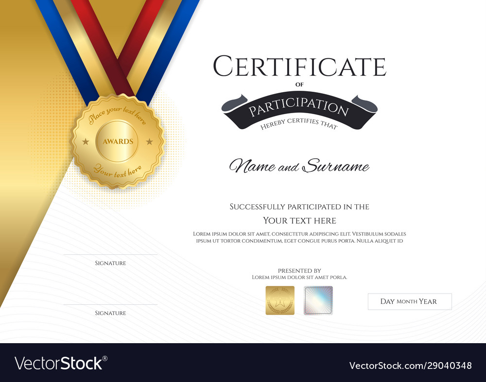 Certificate template in sport theme with border Vector Image In Award Certificate Border Template