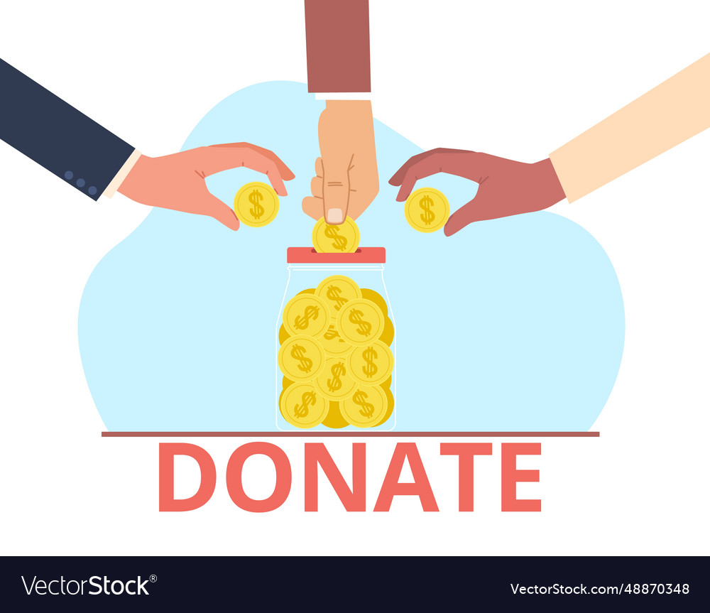 Concept of donation charity hands dropping coins Vector Image