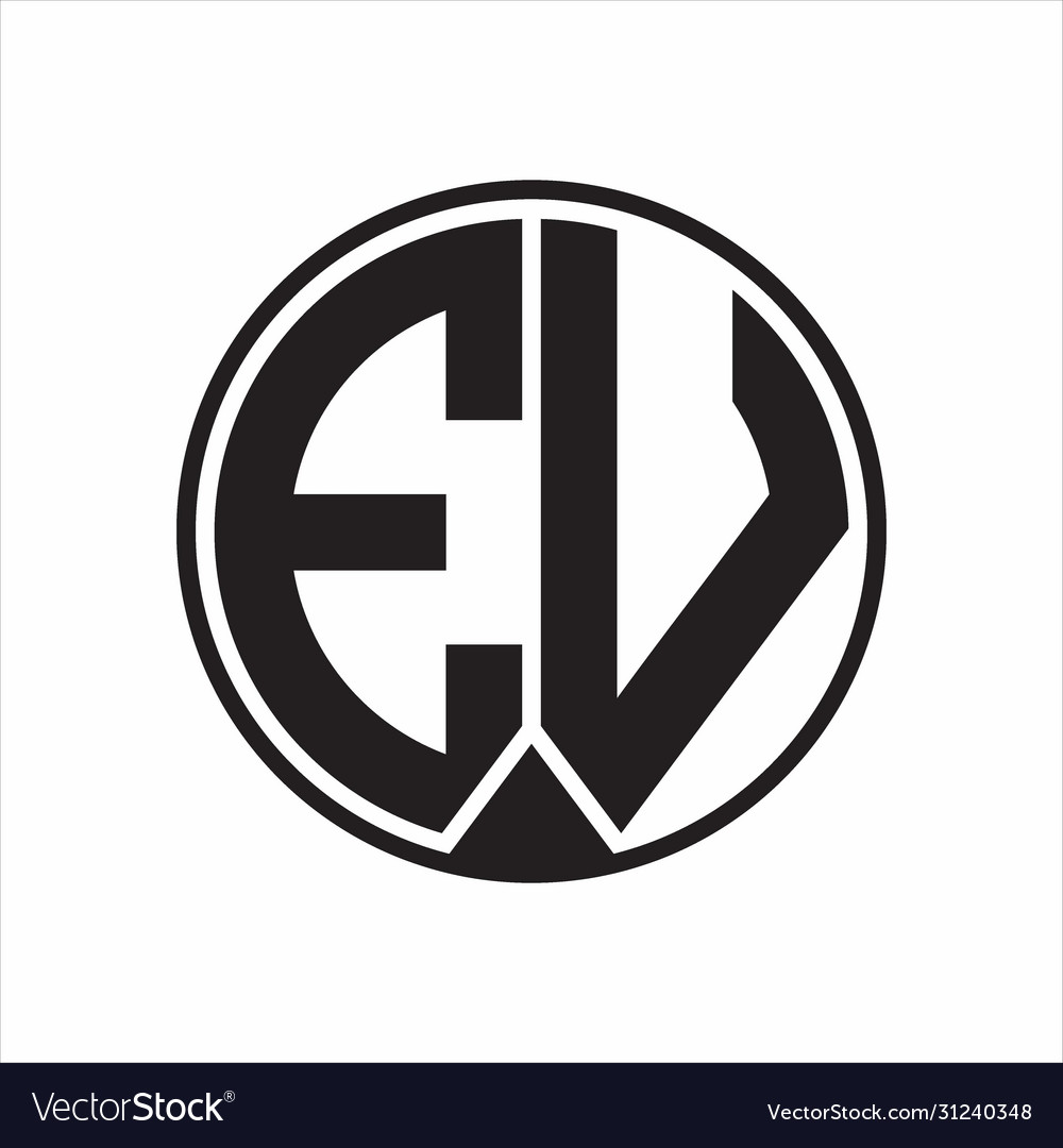 Ev logo monogram circle with piece ribbon style Vector Image