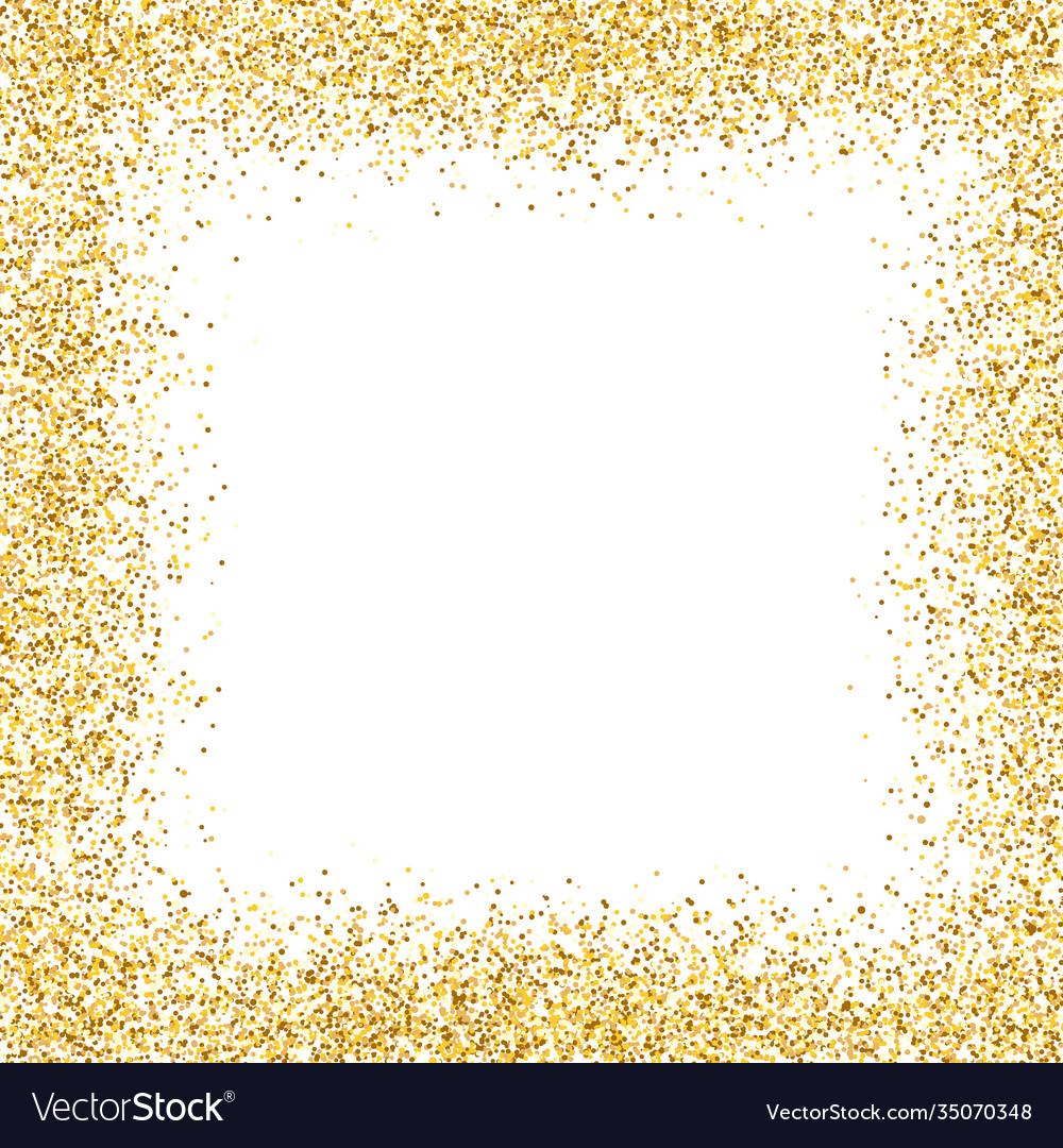 Glitter gold frame on white background golden Vector Image