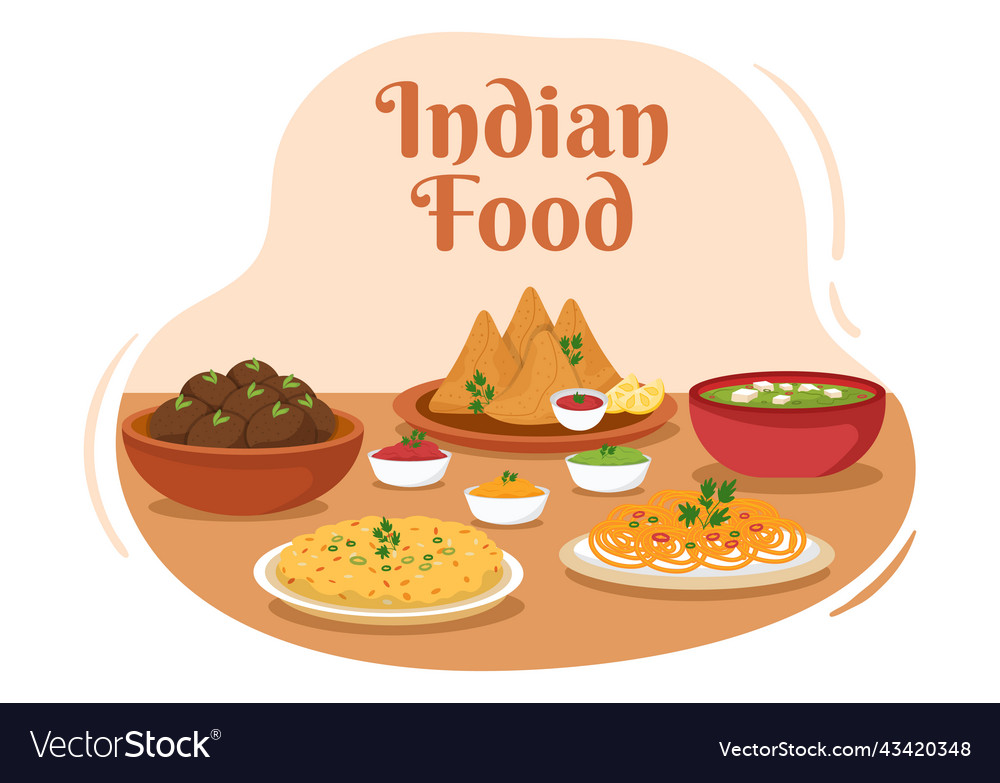 Indian Food Cartoon With Various Collection Vector Image 3827