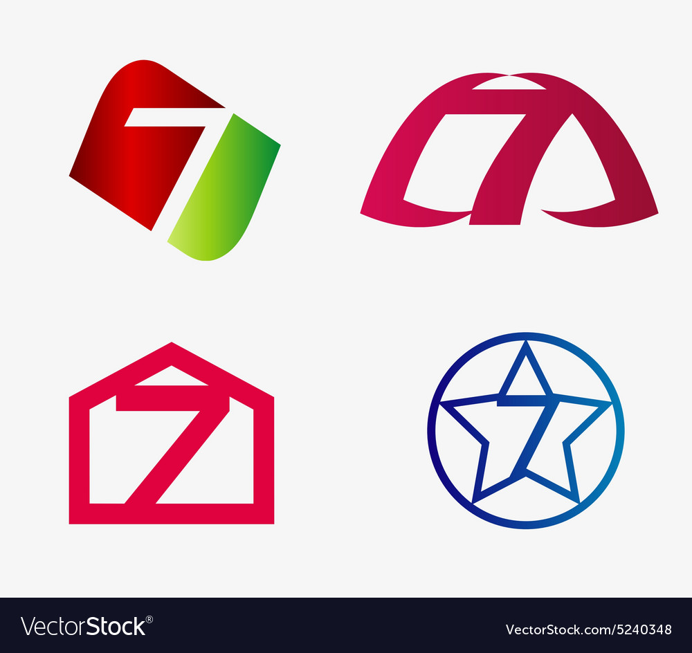 Number Seven Logo Template Abstract Icon Set Vector Image Number Seven Logo Template Abstract Icon Set Vector Image