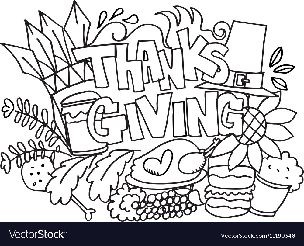 Thanksgiving doodle art hand draw Royalty Free Vector Image