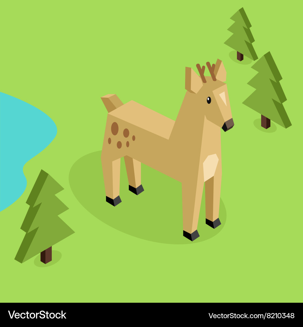 Wild Animal Deer Isometric 3d Design Royalty Free Vector