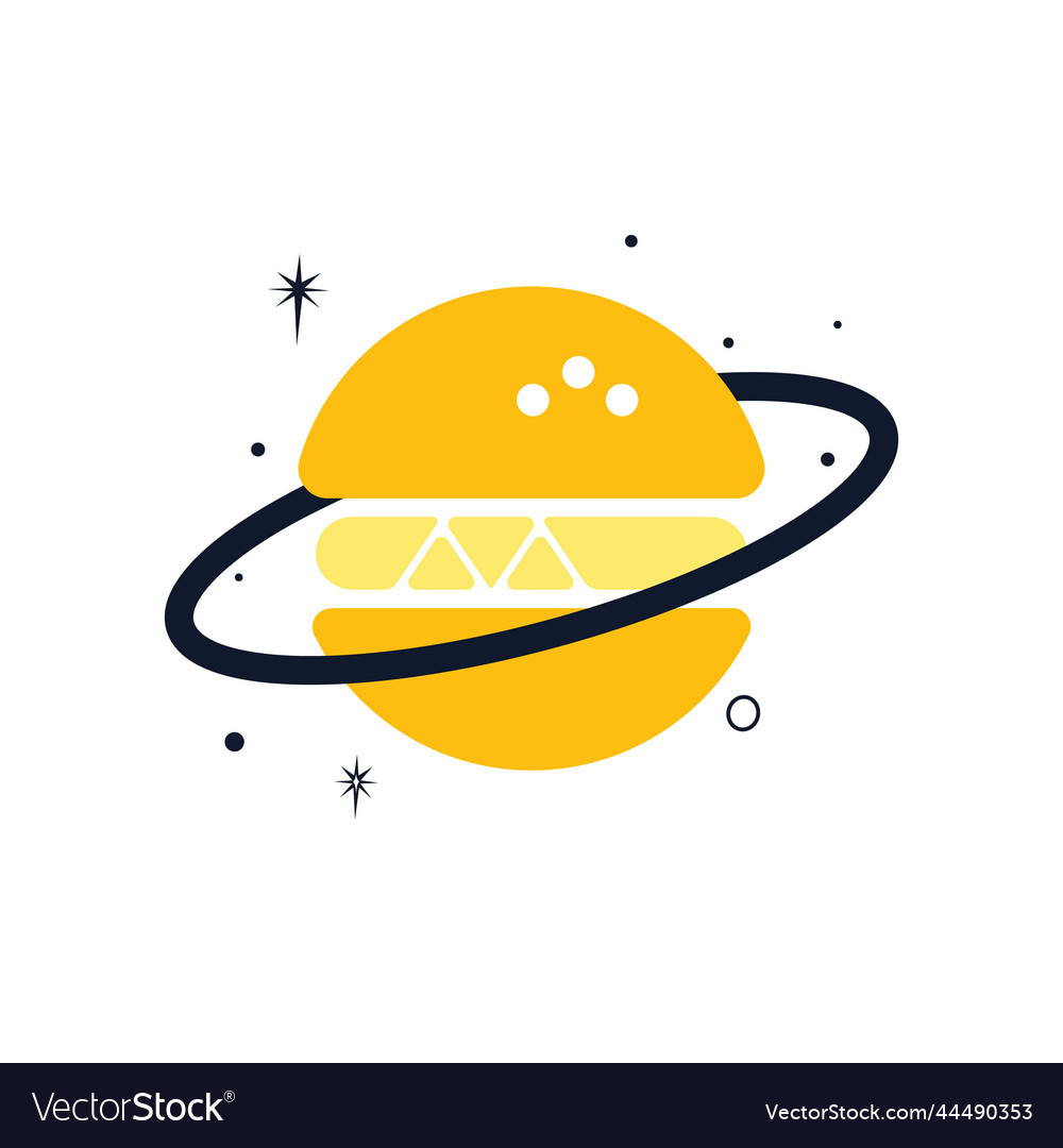 Burger planet icon logo design template Royalty Free Vector