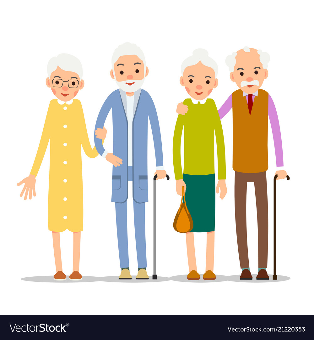 Couple older people two aged people stand Vector Image