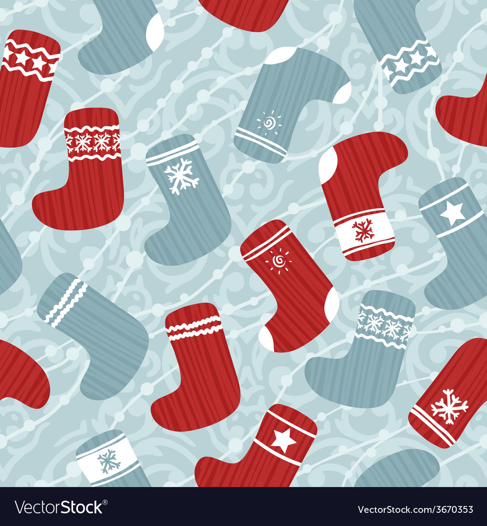 Seamless christmas pattern with stockings Vector Image