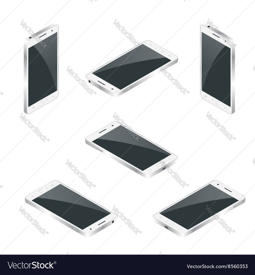 Smart phone isolated mobile flat 3d Royalty Free Vector