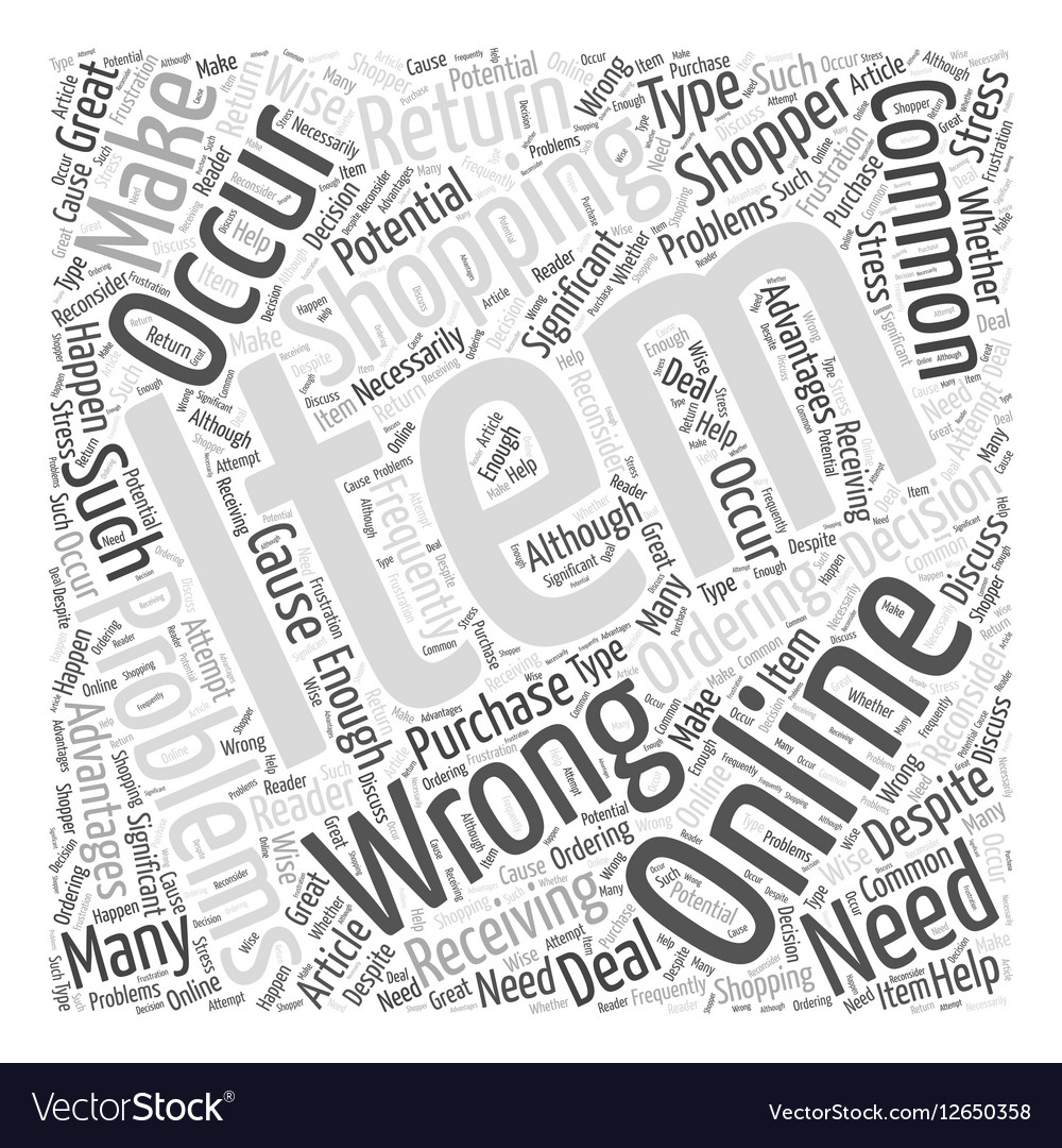 Common Problems With Online Shopping Word Cloud Vector Image