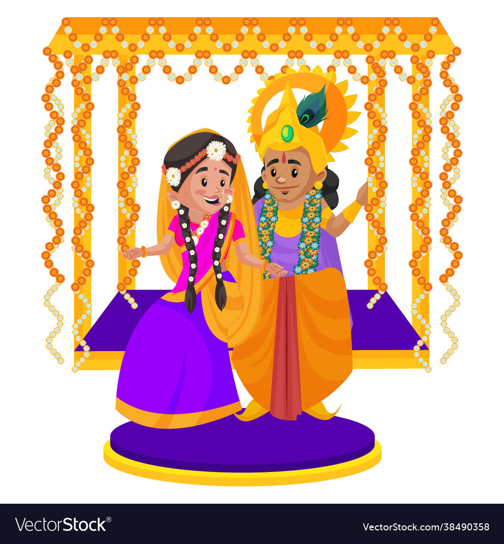 lord krishna with radha animation