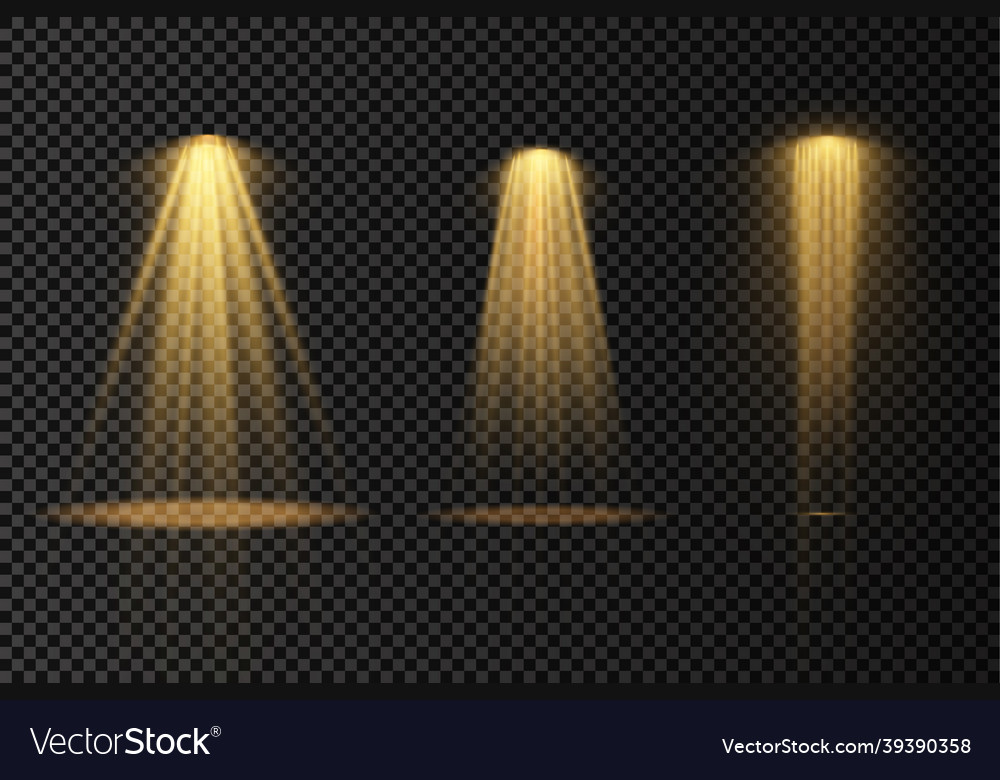 Set Of Yellow Spotlight Projector Light Effect Vector Image