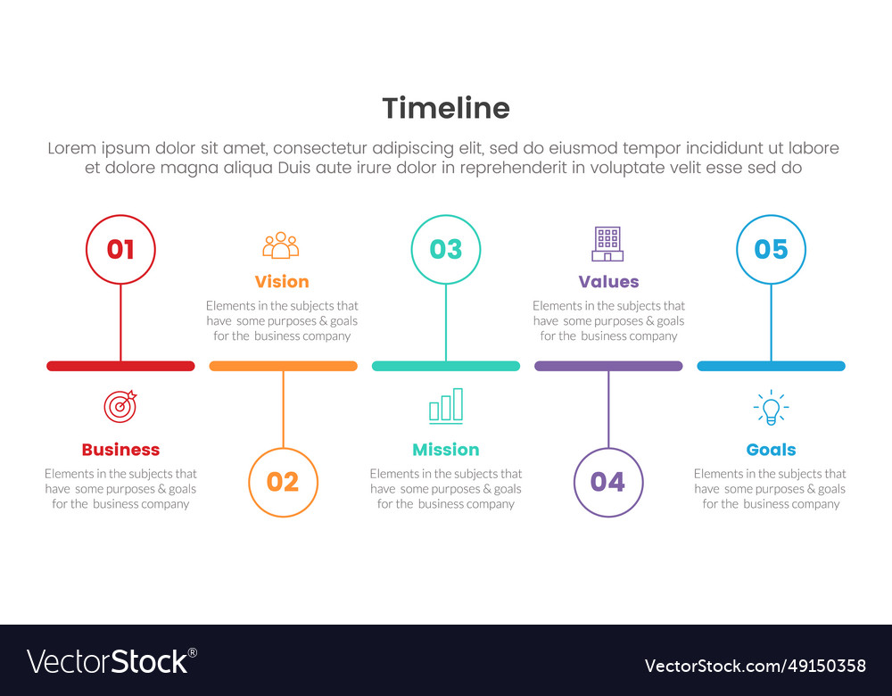 Timeline set of point infographic with outline Vector Image