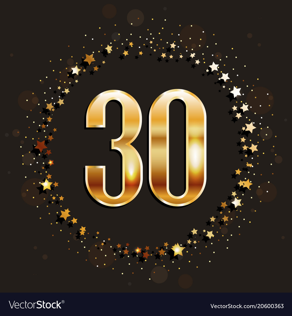 30 Years Anniversary Gold Banner Royalty Free Vector Image