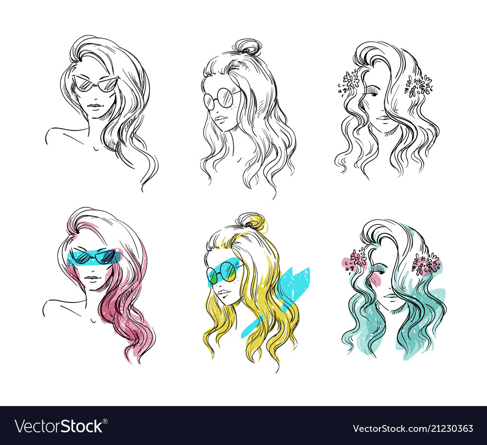 fashion hairstyle illustration