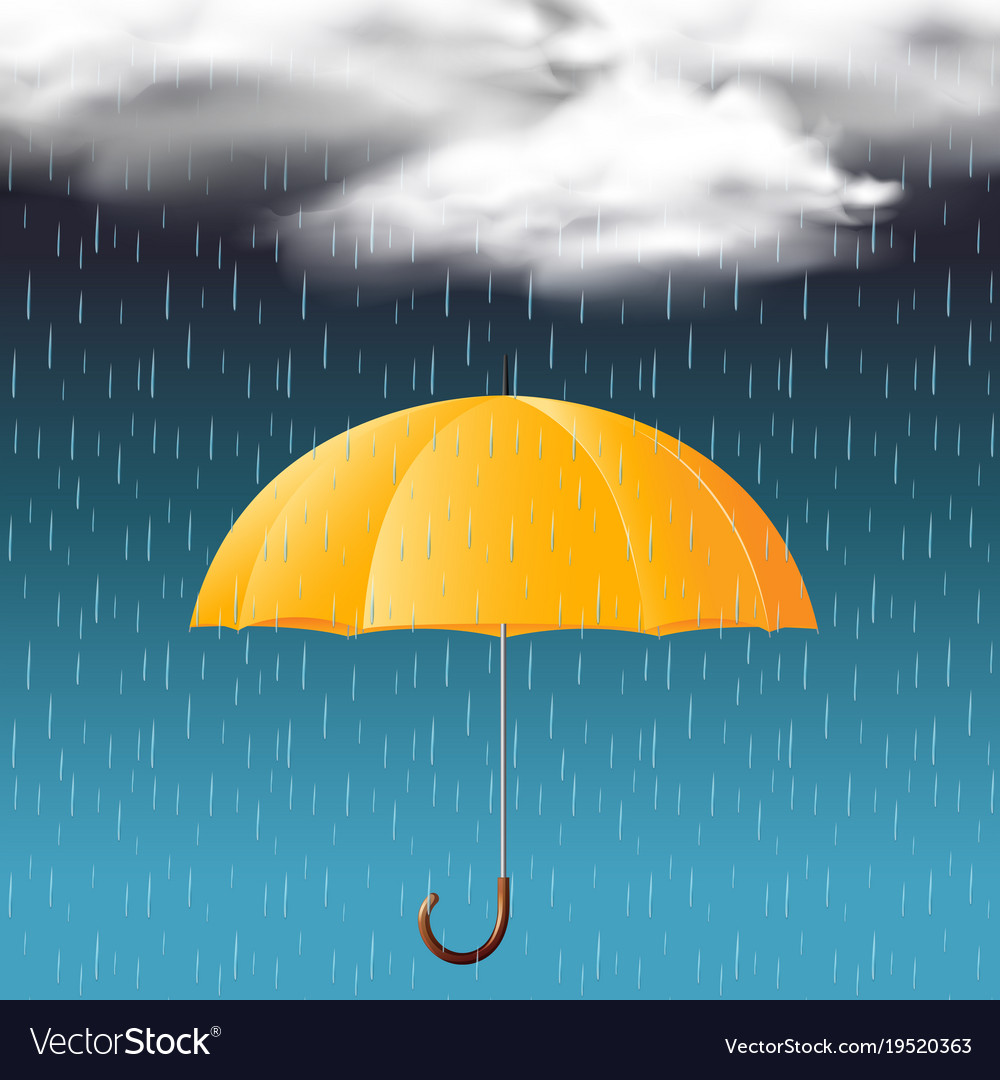 Yellow umbrella and rainy season Royalty Free Vector Image