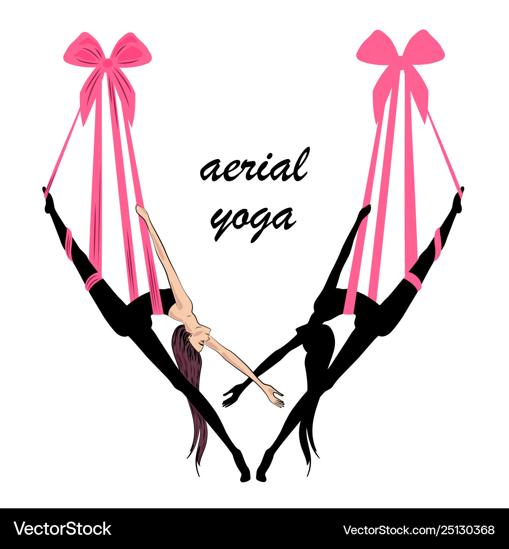 Aerial yoga logo template design idea Royalty Free Vector