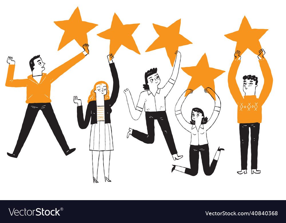 Five star rating positive feedback and high vector image Five star rating positive feedback and high
