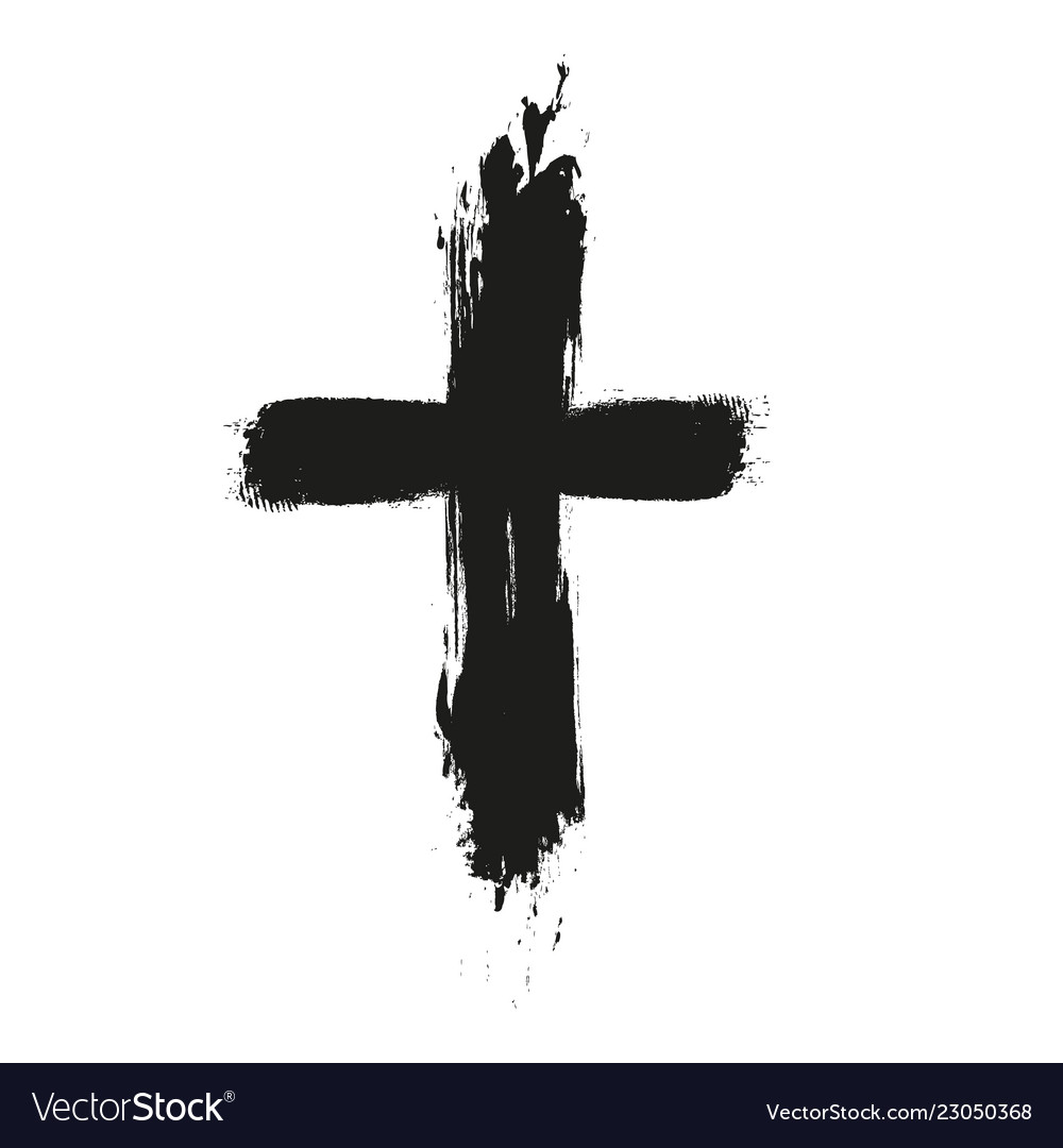 Handdrawn christian cross symbol hand painted Vector Image