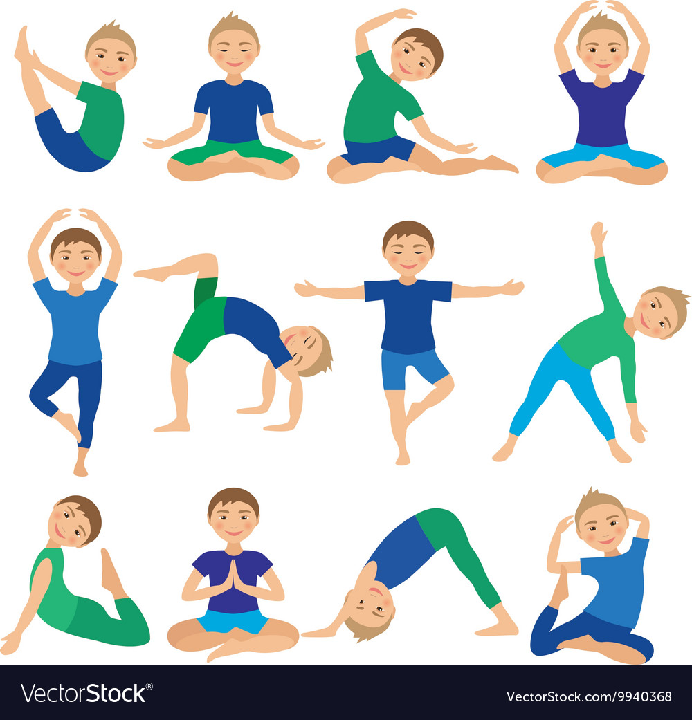 Kids yoga poses child doing Royalty Free Vector Image